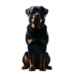 Noble Rottweiler Sitting on Transparent Background, Generative AI