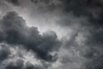 Large grey clouds in the sky before the rain