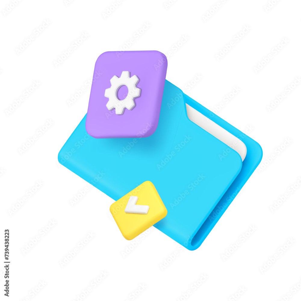 Poster document folder archive storage management settings file administration 3d icon realistic vector