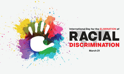 International Day for the Elimination of Racial Discrimination design. it features a hand print on a color splash. Vector illustration