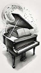 Black and white piano - 739439095
