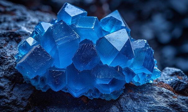Linarite Crystals: Stunning Monoclinic Formats of PbCu(SO4)(OH)2 in a Deep Blue Palette.