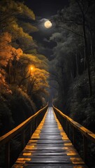 Bridge in the night forest - 739439647