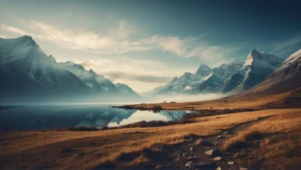 Crédence de cuisine en verre imprimé Montagnes Beautiful Mountain Landscapes Background