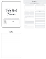 Editable Daily Goal Planner KDP Interior - obrazy, fototapety, plakaty