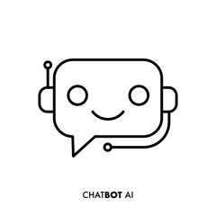 artificial intelligence CHAT BOT icon, logo design, lines, communication PNG	
