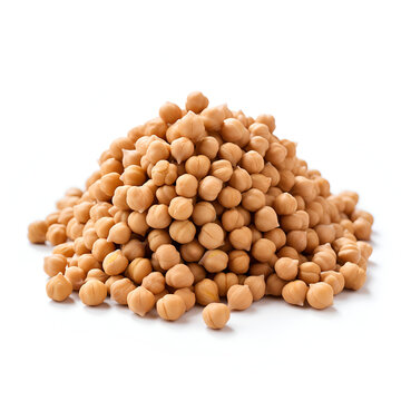 Pile of organic raw chickpeas seeds ingredient food with white background Generative AI 