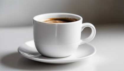 Obraz premium porcelain coffee cup, isolated white background, copy space for text