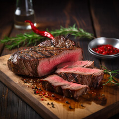 prime steak beef cut on a wooden classical