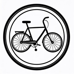 Monochrome logo emblem, bicycle on white.