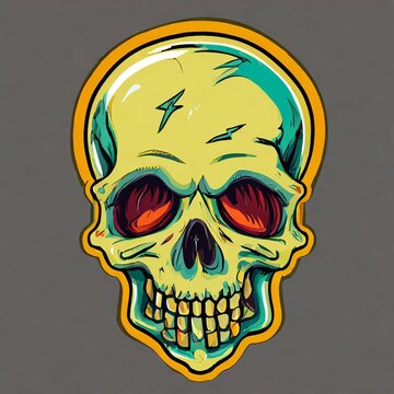 2d illustration logo or emblem, human skull.