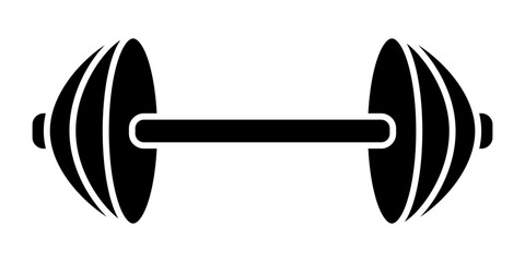 Dumbbell for the gym icon. Barbell black symbol. Vector illustration isolated on white background.
