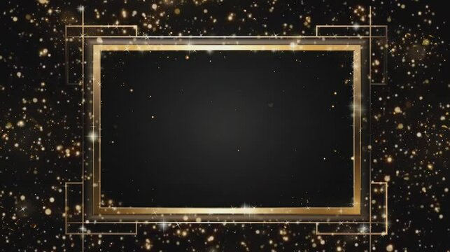 Enveloped in a sheen of gilded gold, a square frame exudes luxury, accentuated by the dazzling sparkle of surrounding golden glitter