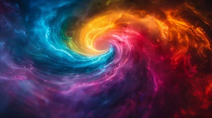 Papier Peint photo autocollant Univers rainbow color spiral against dark background (1)