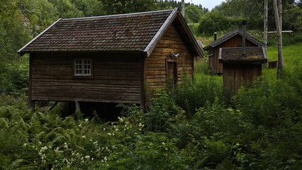 Fototapeta na wymiar Historical buildings in Egge Museum at Steinkjer in Norway, Europe 
