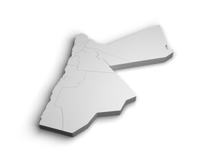 3d Jordan map illustration white background isolate