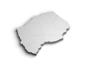 3d Lesotho map illustration white background isolate