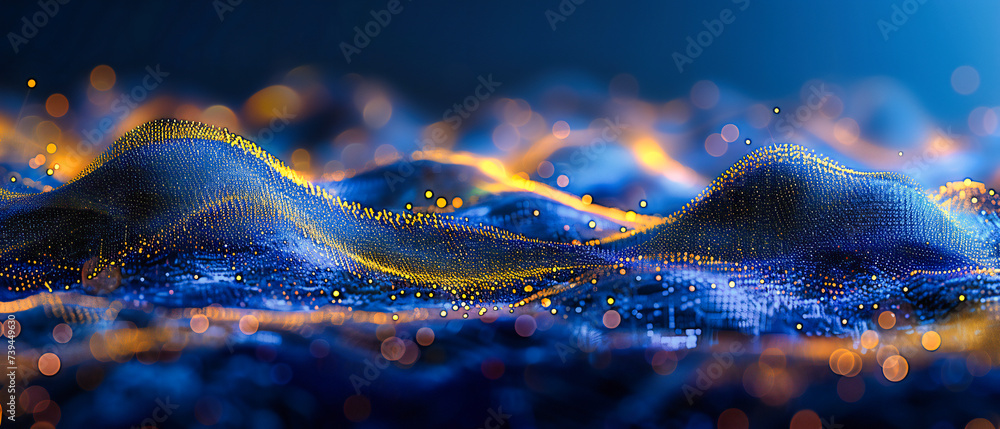 Poster virtual light show: a dazzling display of digital bokeh and energy, capturing the dynamic intersecti