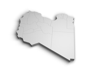 3d Libya map illustration white background isolate