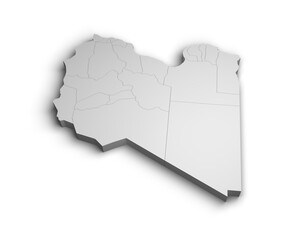 3d Libya map illustration white background isolate