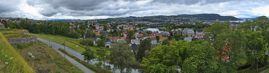 Fototapeta na wymiar View of Trondheim from Kristiansten Festning, Trondelag County, Norway, Europe 