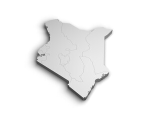 3d Kenya map illustration white background isolate