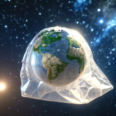 Fototapeta premium earth in a plastic bag, save the earth