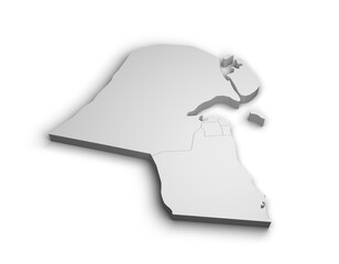3d Kuwait map illustration white background isolate
