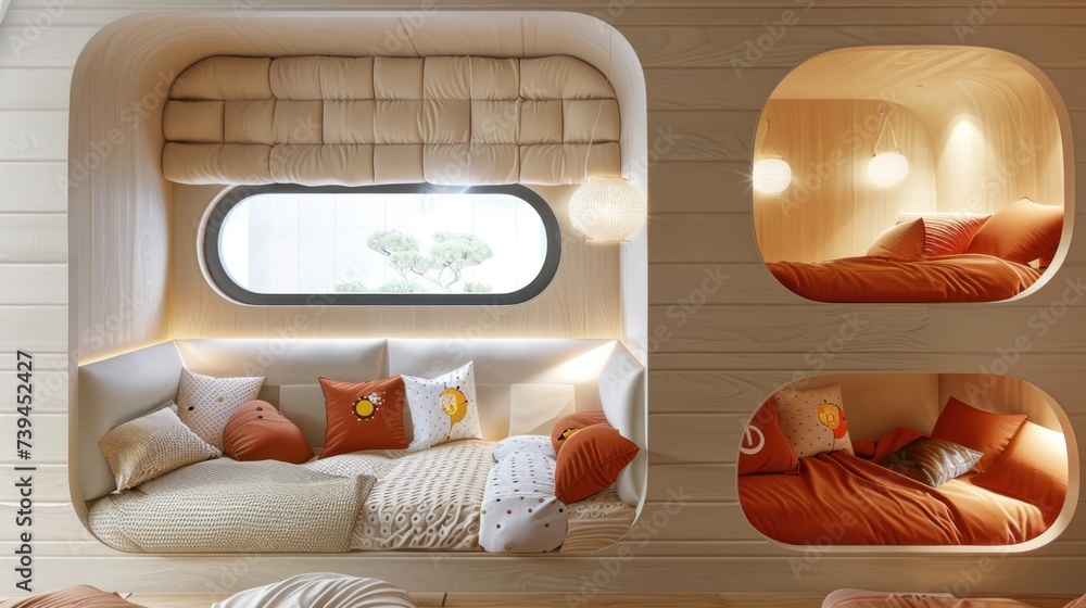 Poster this photo captures a basic room with a bed and a window. the bed is neatly made, and sunlight is st