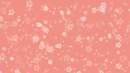 Abstract floral video background with animated sakura flowers and cherry blossom petals falling against tender peach backdrop. Simple pastel color animation for oriental or springtime concept.