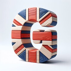 G letter United Kingdom letters shape 3D wooden Lettering Typeface. AI generated illustration