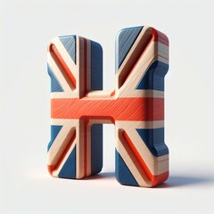 H letter United Kingdom letters shape 3D wooden Lettering Typeface. AI generated illustration