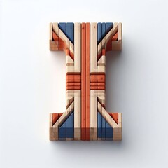 I letter United Kingdom letters shape 3D wooden Lettering Typeface. AI generated illustration