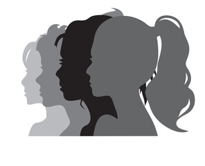 silhouette of a woman and a girl on a white background, Diversity concept
