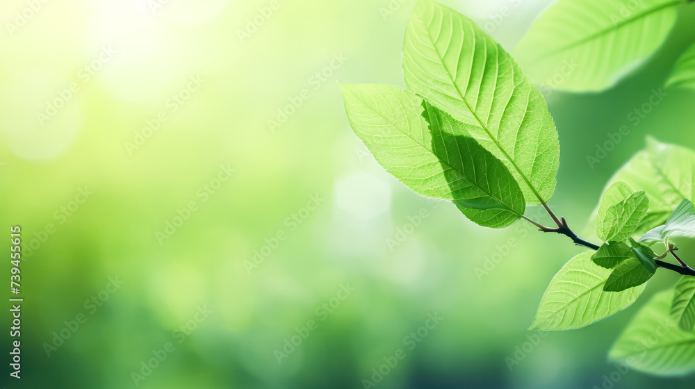 Poster fresh green tree leaves form a vibrant frame, creating a natural and refreshing background that brin