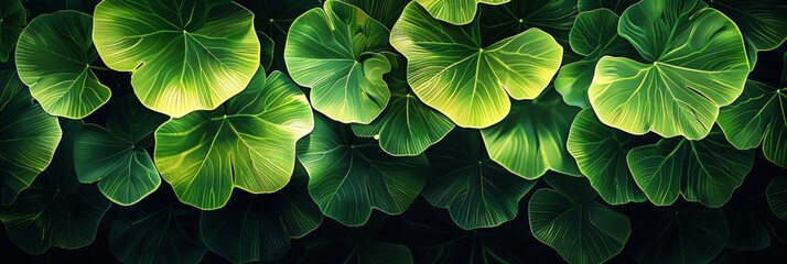 a captivating pattern featuring gingko biloba leaves with subtle transparency - obrazy, fototapety, plakaty