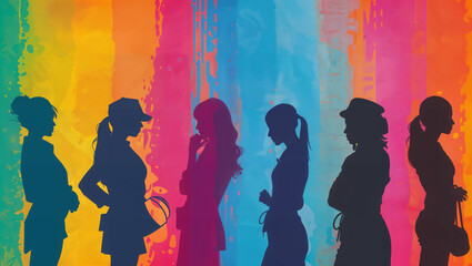 International Women's Day - silhouettes of women from various professions showcase the diverse roles women play and the achievements they have made in recent years