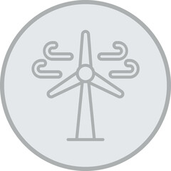 Wind Turbine Grey Line Circle Icon