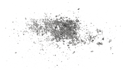 Cigarette ash scattered, isolated on white background and texture, clipping path