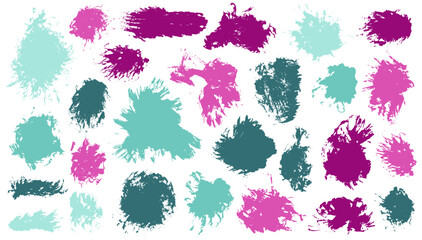Watercolor muddy brush stroke vector bundle. Freehand smudge blo