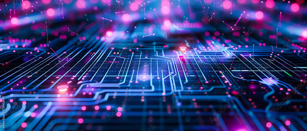 Poster blueprint of the digital age: a deep dive into the circuitry that powers our world, revealing the bl