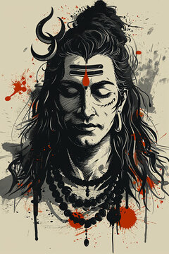 Ilustraci&oacute;n de Shiva hind&uacute; tradicional.de dise&ntilde;o. Fondo religi&oacute;n para cultura hinduismo.