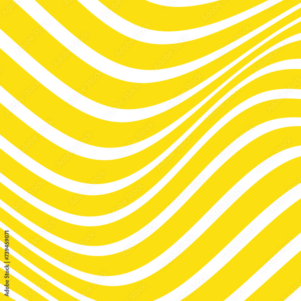 Poster abstract geometric repeatable yellow wave line pattern art on white.
