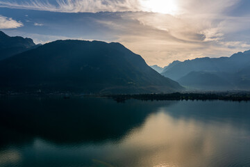 Fototapeta na wymiar Sunset at Lake Lucerne in Switzerland.