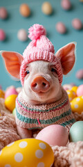 Schwein im Osterkostüm