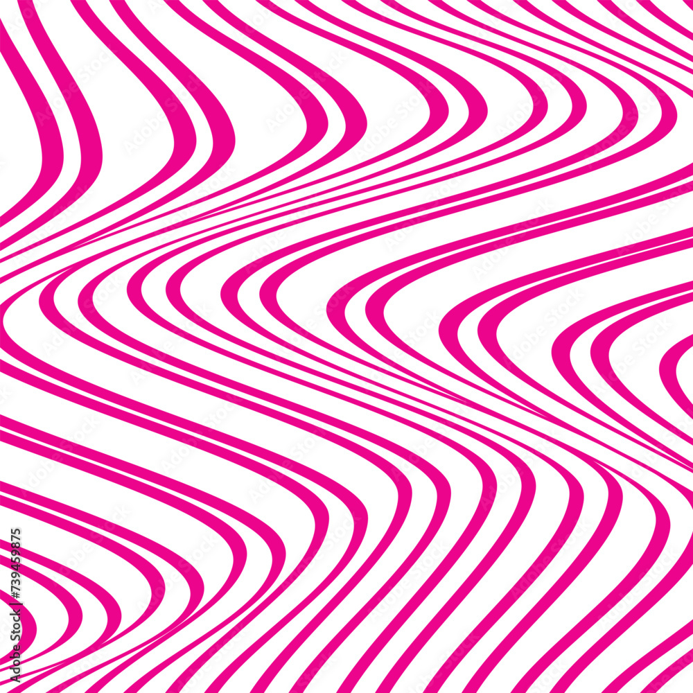Poster abstract geometric repeatable pink wave line pattern on white.