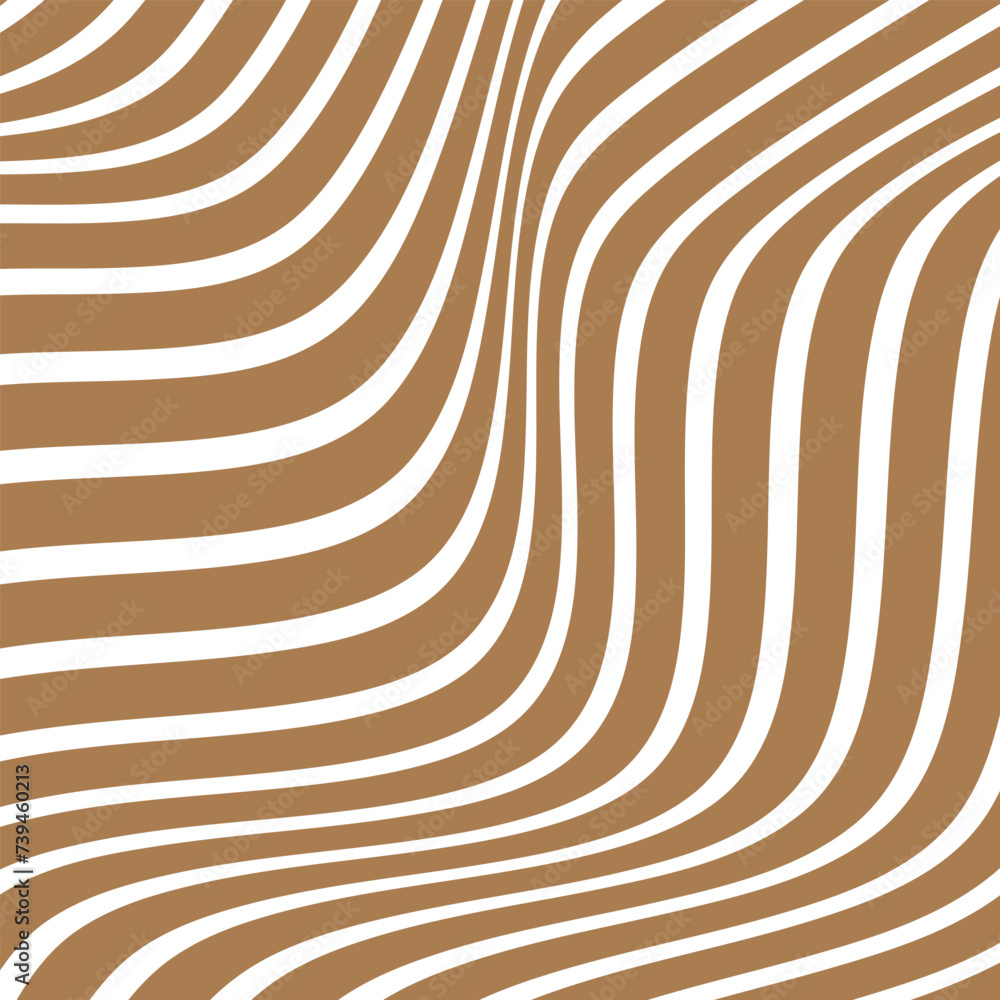 Poster abstract geometric repeatable brown wave line pattern art on white.