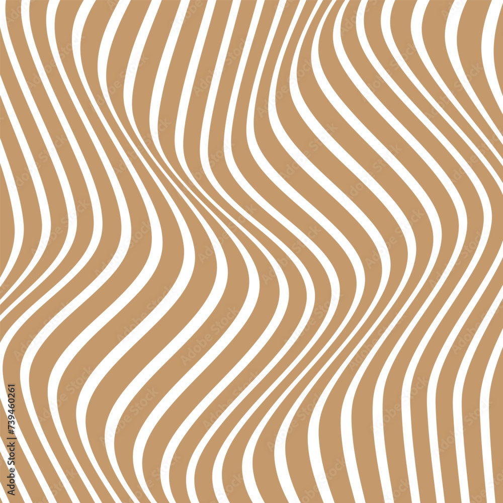 Poster abstract geometric repeatable brown wave line pattern on white.