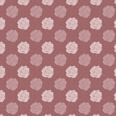 Floral seamless pattern with rose flowers. Simple hand-drawn style. Pretty ditsy for fabric, textile, wallpaper. Digital paper in pink background