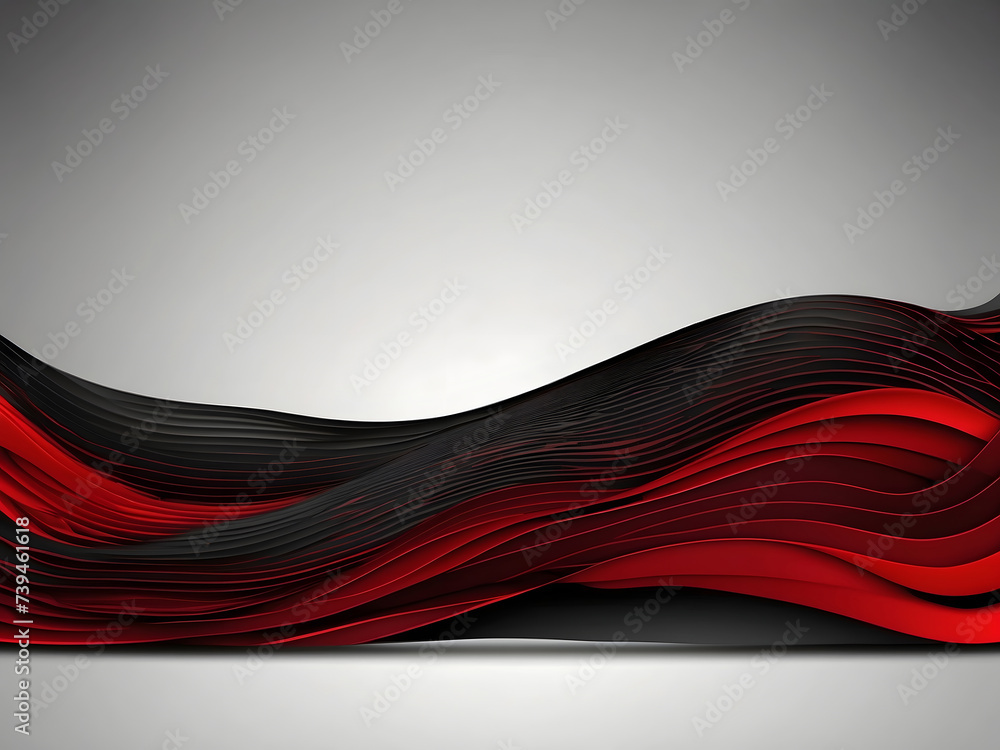 Poster contrast red and black waves with a thin line pattern. abstract corporate wavy banner design. vector